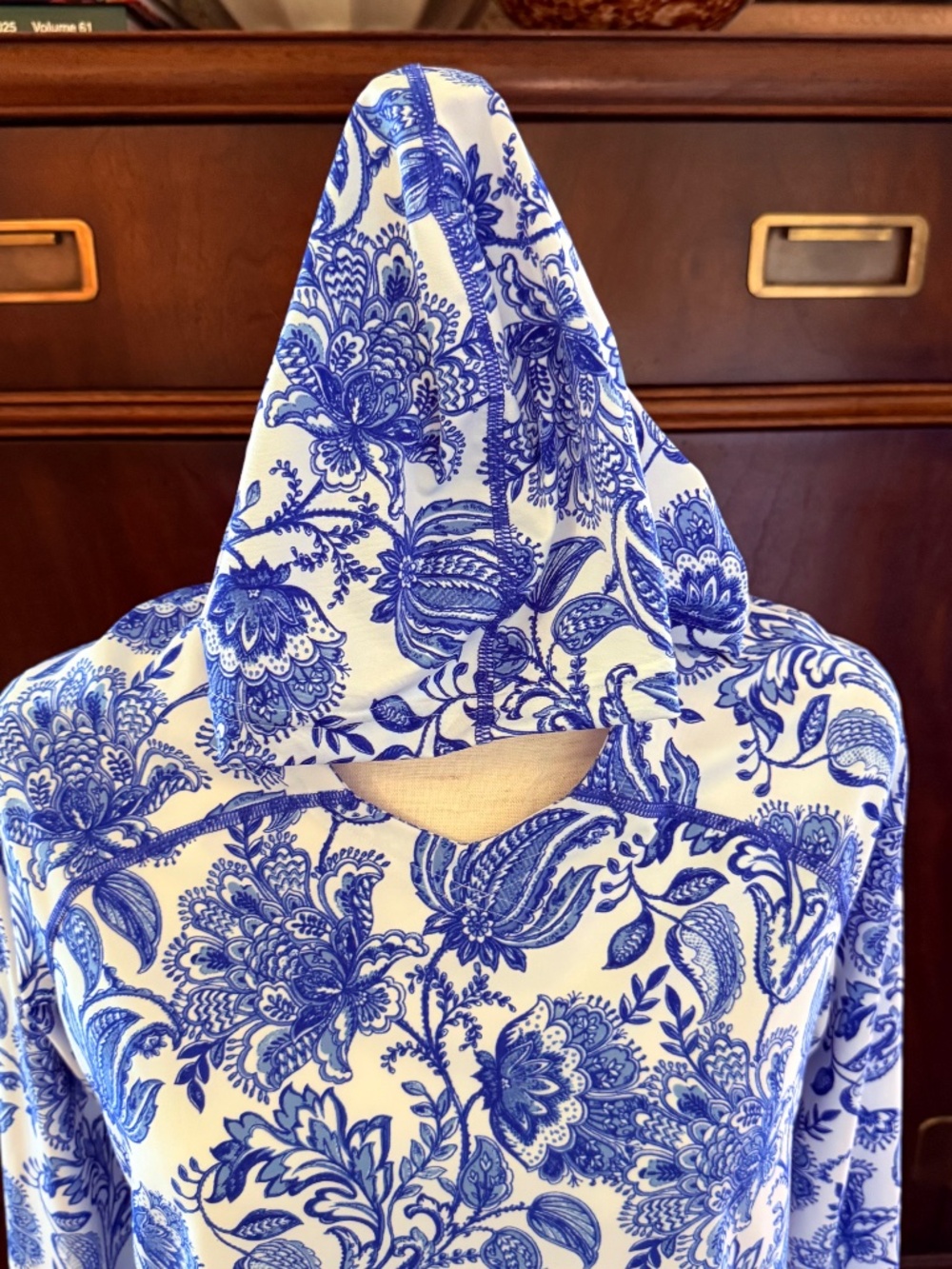 Coolibar Blue Paisley Sun Cover Up Dress Hoodie XL - Picture 2 of 9